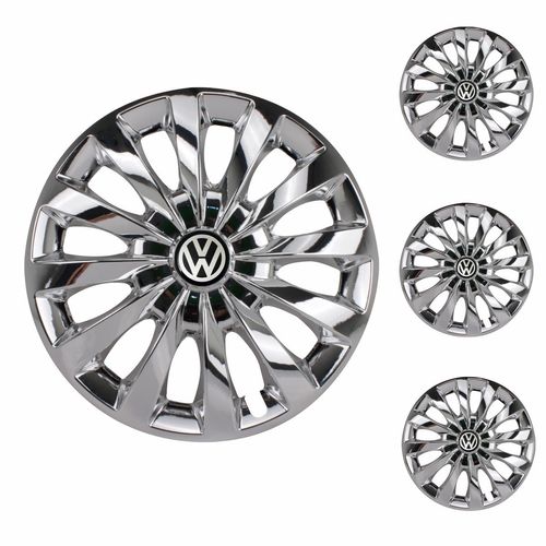 Jogo Calota Aro 13 Passat CC Chrome Universal + Emblema Resinado Volkswagen