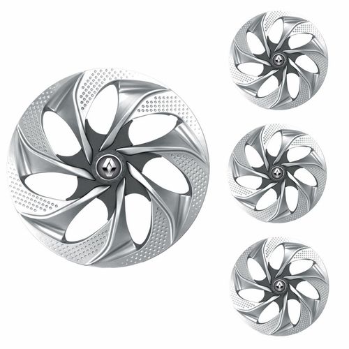 Jogo Calota Aro 14 Evolution Silver Graphite Universal + Emblema Resinado Renault