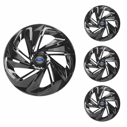 Jogo Calota Aro 13 Nitro Black Universal + Emblema Resinado Ford