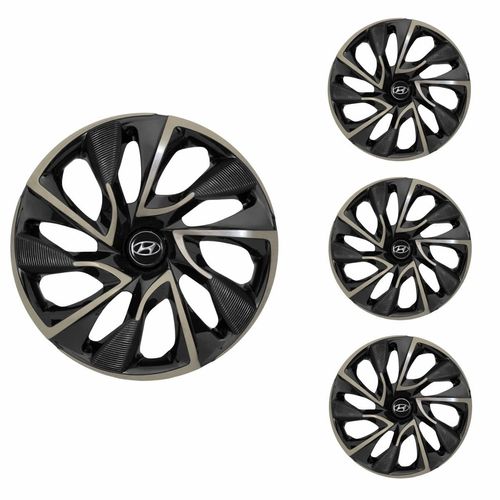 Jogo Calota Aro 15 DS4 Gold Universal + Emblema Resinado Hyundai