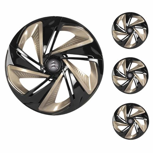 Jogo Calota Aro 14 Nitro X Black Gold Universal + Emblema Resinado Citroen