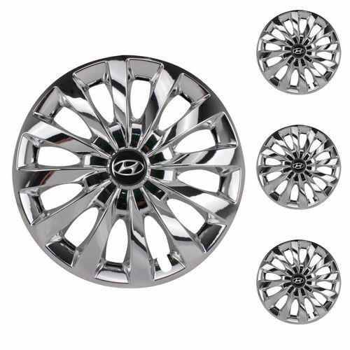 Jogo Calota Aro 13 Passat CC Chrome Universal + Emblema Resinado Hyundai