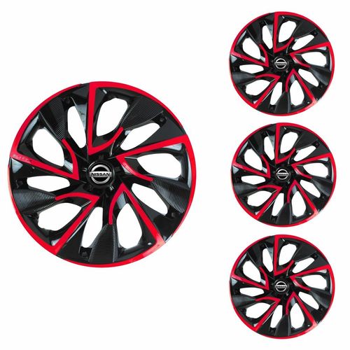 Jogo Calota Aro 15 DS4 Red Cup Universal + Emblema Resinado Nissan