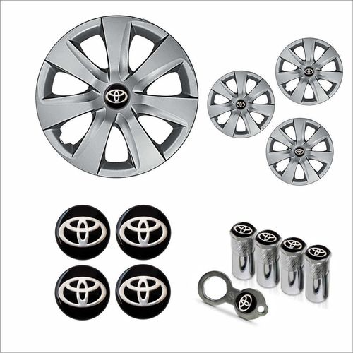 Jogo Calota Aro 14 Etios 2014 à 2015 Toyota + Emblema Resinado + Tampa Ventil Antifurto