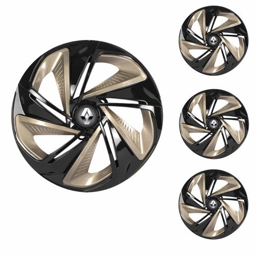 Jogo Calota Aro 14 Nitro X Black Gold Universal + Emblema Resinado Renault