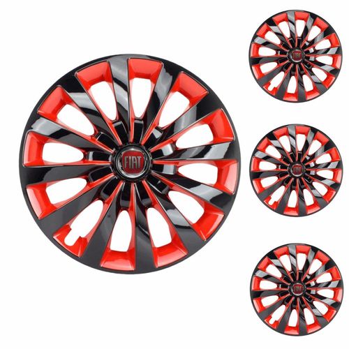 Jogo Calota Aro 13 Passat CC Red Universal + Emblema Resinado Fiat