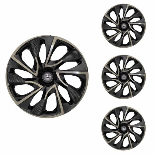Jogo Calota Aro 15 DS4 Gold Universal + Emblema Resinado Citroen