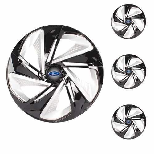 Jogo Calota Aro 14 Nitro X Black Silver Universal + Emblema Resinado Ford