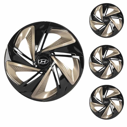 Jogo Calota Aro 13 Nitro X Black Gold Universal + Emblema Resinado Hyundai
