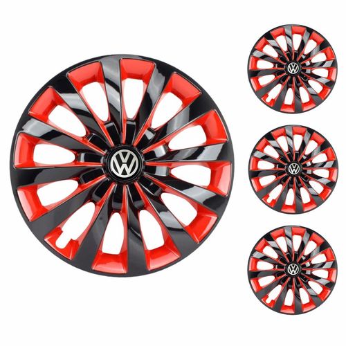 Jogo Calota Aro 13 Passat CC Red Universal + Emblema Resinado Volkswagen