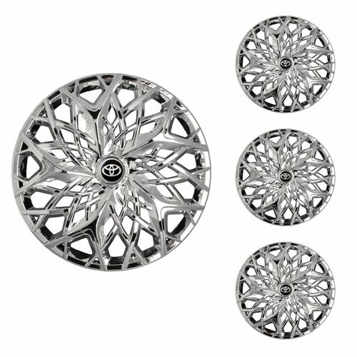 Jogo Calota Aro 13 Moove Chrome Universal + Emblema Resinado Toyota