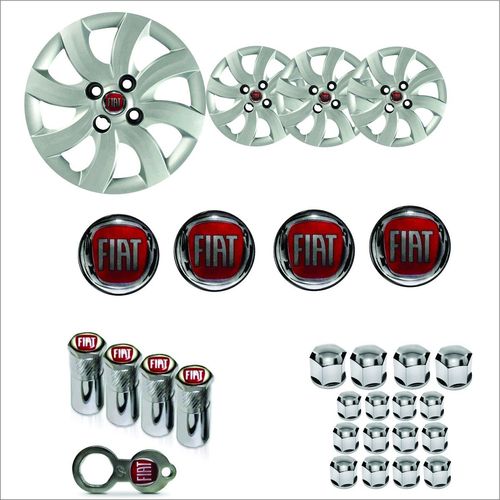 Jogo Calota Aro 14 Palio Attractive 2012 2013 Fiat + Emblema Resinado + Tampa Ventil + Capa Parafuso