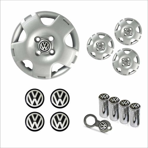 Jogo Calota Aro 13 Gol G4 2006 Volkswagen + Emblema Resinado + Tampa Ventil Antifurto
