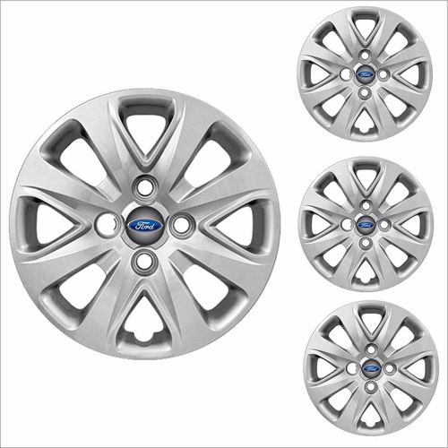 Jogo Calota Aro 14 Ka Hatch Sedan 2015 à 2018 Ford + Emblema Resinado