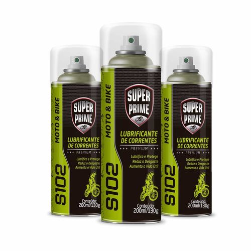 Lubrificante de Corrente S102 Super Prime Moto e Bike 200ml - 3 Peças