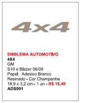 Emblema Adesivo 4X4 S-10 06 08 Champagne