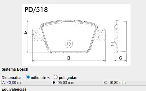 Pastilha Freio Traseira Fiat Stilo 1.8 8V 16V 2003