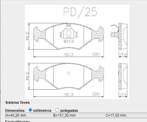 Pastilha Freio Dianteira Fiat Palio 1997 Sistema Teves