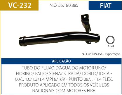 Tubo Refrigeracao Motor Fiat Palio 1.0 1.3 8V 16V 2000