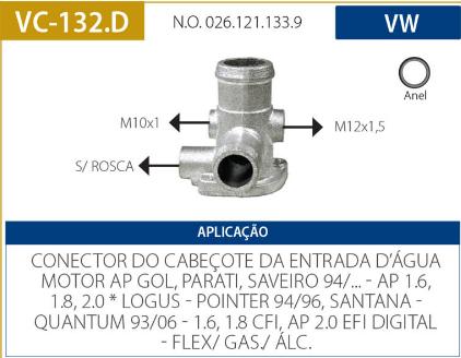 Tubo Conexao Dagua Cabecote Santana 1.8 2.0 1993 A 2006 Ap