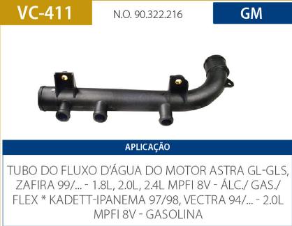 Tubo Refrigeração Motor Astra 1.8 2.0 8V 1999- Valclei