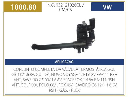 Carcaca Valvula Termostatica Gol G5 G6 1.0 1.6 2008 Complet