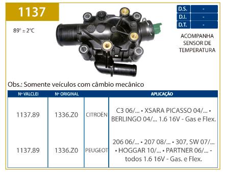 Valvula Termostatica Peugeot 206 1.6 16V 2005 A 2010 C Carc