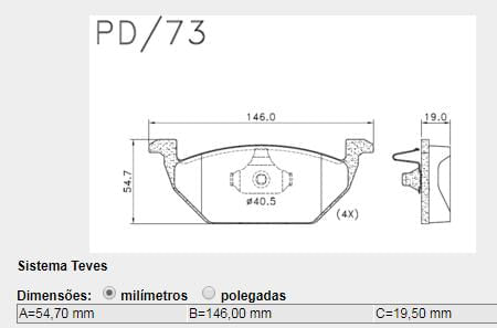 Pastilha Freio Dianteira Golf 1.6 2.0 1999 Aro 14 Teves