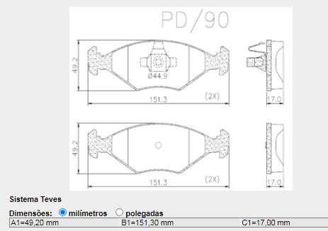 Pastilha Freio Dianteira Fiat Palio 1.0 1.4 2009