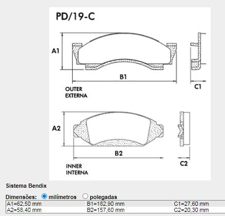 Pastilha Freio Dianteira F-1000 1993 Sistema Bendix