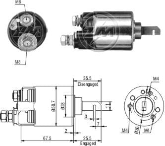 AUTOMATICO RELE MOTOR PARTIDA MITSUBA CRV-CIVIC 12V   - ZM602