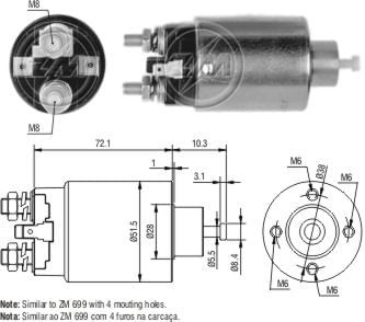 AUTOMATICO RELE MOTOR PARTIDA MITSUBISCH L200-L300 12V  - ZM4699