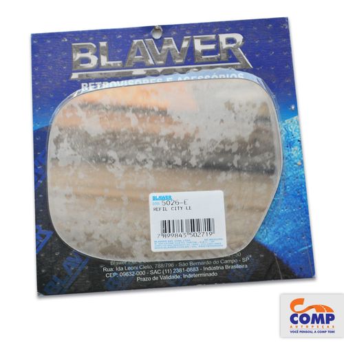 Lente de Espelho Retrovisor Esquerdo City 2009 em diante 5026 - E Blawer Lado Motorista