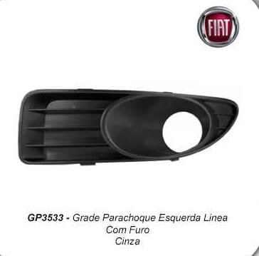 Grade Parachoque Diant Fiat Linea 09 14 Esq C Farolete Cinza