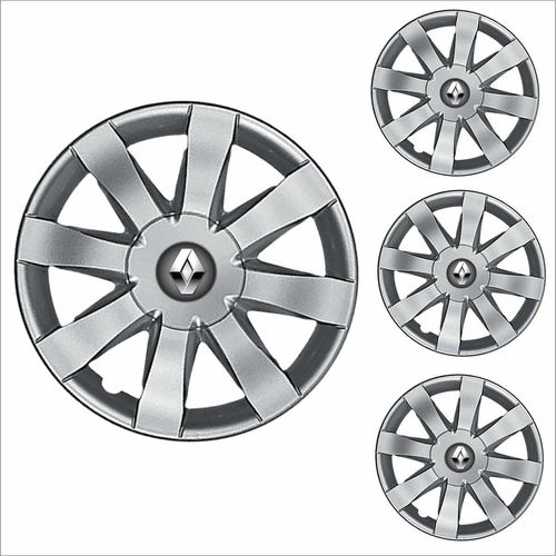 Jogo Calota Aro 15 Sandero Logan 2015 2016 Renault + Emblema Resinado