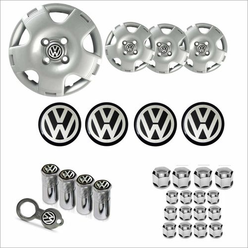 Jogo Calota Aro 13 Gol G4 2006 Volkswagen + Emblema Resinado + Tampa Ventil + Capa Parafuso