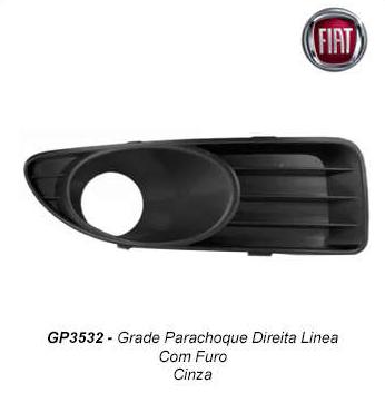 Grade Parachoque Diant Fiat Linea 09 14 Dir C Farolete Cinza