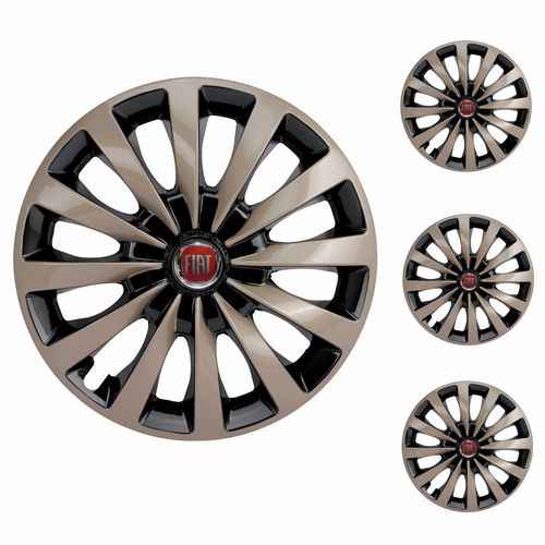 Jogo Calota Aro 13 Passat CC Gold Universal + Emblema Resinado Fiat