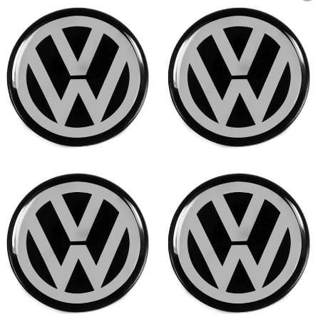 Emblema Calota Resinado (Vw) Preto 55Mm