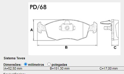 Pastilha Freio Dianteira Fiat Palio Weekend 1.6 1999