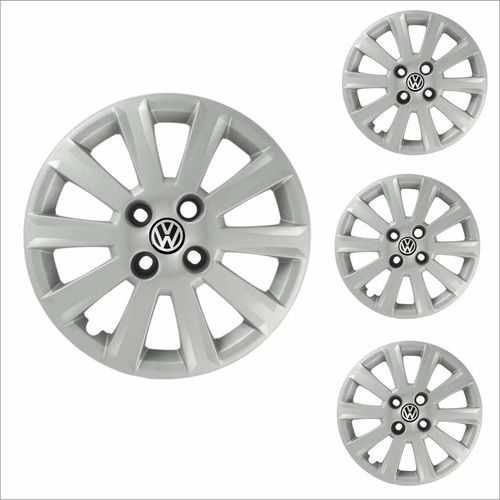 Jogo Calota Aro 15 Gol Voyage Confortline G5 2011 2012 Volkswagen + Emblema Resinado