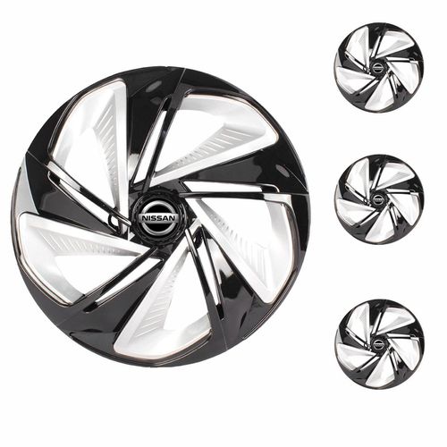 Jogo Calota Aro 13 Nitro X Black Silver Universal + Emblema Resinado Nissan