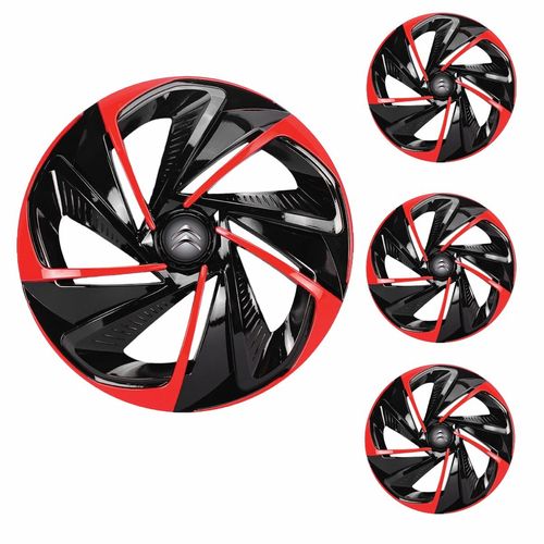 Jogo Calota Aro 14 Nitro Black Red Universal + Emblema Resinado Citroen