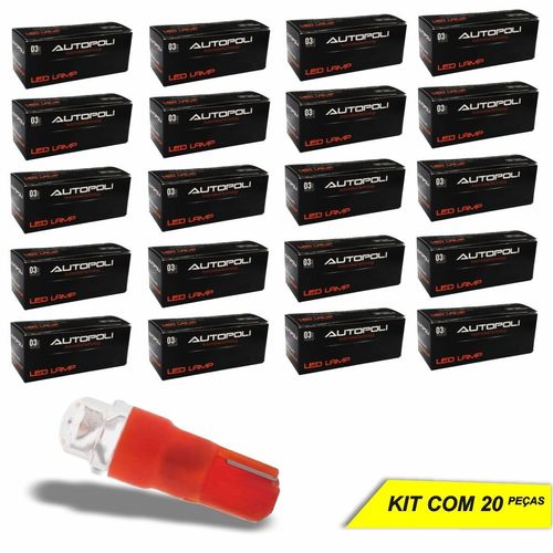 Lâmpada Luz de Painel Porta Luvas Autopoli LED Esmagadinha Vermelho 12V 0,9W - 20 Peças