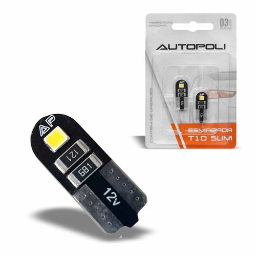 Par Lâmpada Luz de Ré Lanterna Pisca Lateral Autopoli LED Esmagada Slim T10 12V 2W