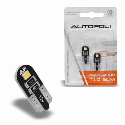 Par Lâmpada Luz de Ré Lanterna Pisca Lateral Autopoli LED Esmagada Slim T10 Cambus 12V 2W