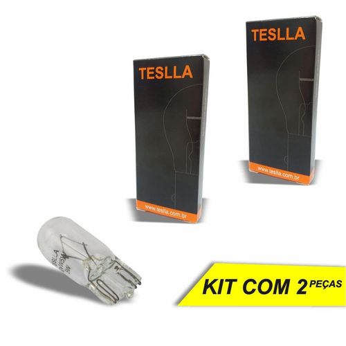 Lâmpada Luz de Placa Freio Painel Lanterna Porta Luvas W5W Teslla Halógena 12V 5W 3200K - 2 Peças