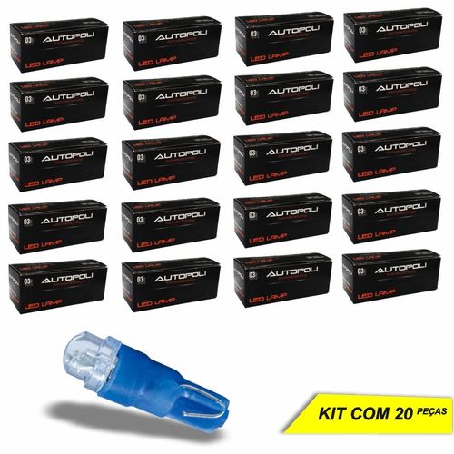 Lâmpada Luz de Painel Porta Luvas Autopoli LED Esmagadinha Azul 12V 0,9W - 20 Peças