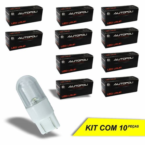 Lâmpada Luz de Painel Cortesia Lanterna Placa Autopoli LED Esmagada Super Branca 12V 0,9W - 10 Peças