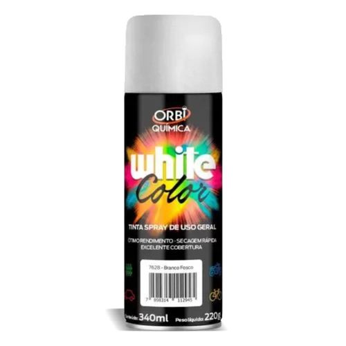 Tinta Spray White Color Uso Geral Branco Fosco 340ml